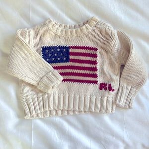 Ralph Lauren cableknit American flag sweater